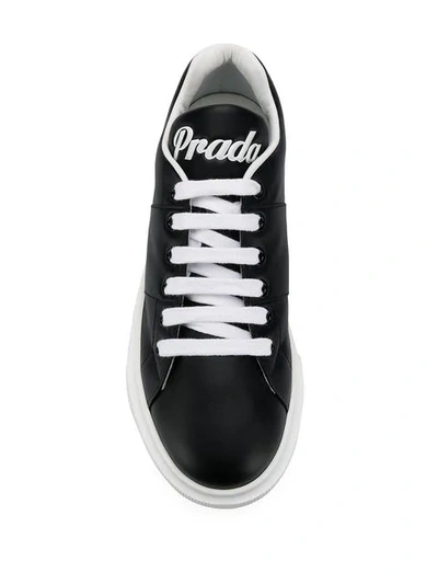 Shop Prada Logo Basketball Sneakers In Black