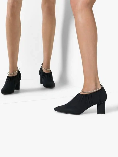 Shop Jil Sander 60 Ankle Ring Ruched Pumps In Black