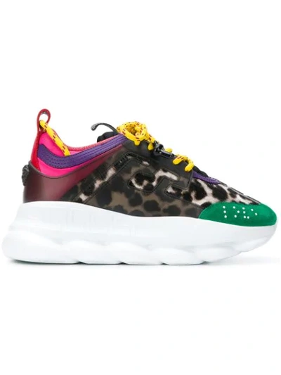 Shop Versace Panelled Sneakers In Multicolour