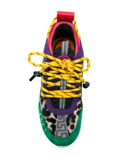 Shop Versace Panelled Sneakers In Multicolour