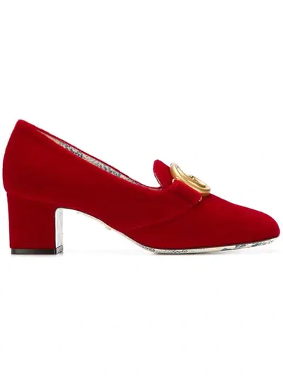 Shop Gucci Heeled Loafers In Red