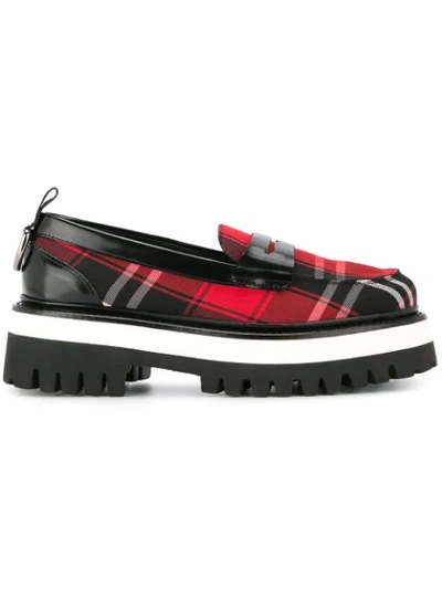 Shop Msgm Tartan Platform Loafers - Black