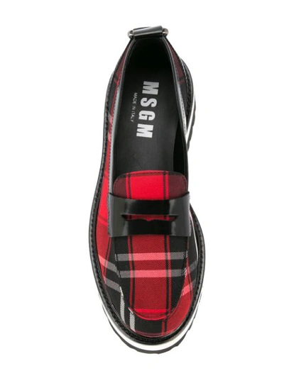 Shop Msgm Tartan Platform Loafers - Black