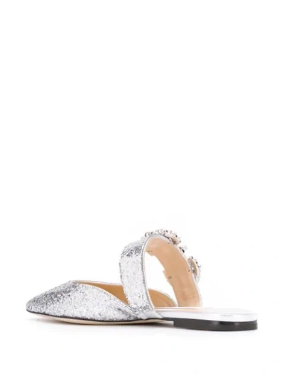 Shop Jimmy Choo Gee Crystal Flat Sandals In Silver
