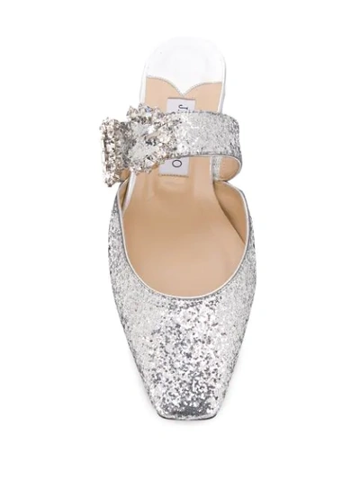 Shop Jimmy Choo Gee Crystal Flat Sandals In Silver