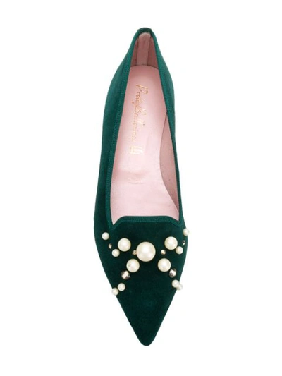 Shop Pretty Ballerinas Embellished Pointed Ballerina Flats In Green