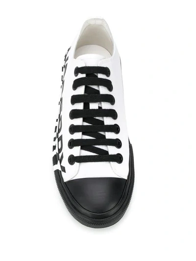 Shop Burberry Logo Sneakers In White