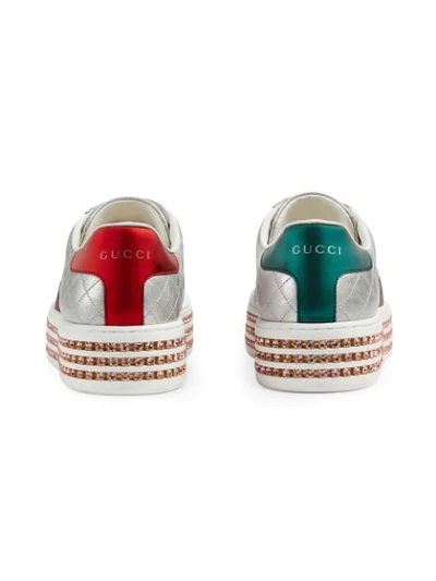 Shop Gucci Ace Sneaker With Crystals In Silver