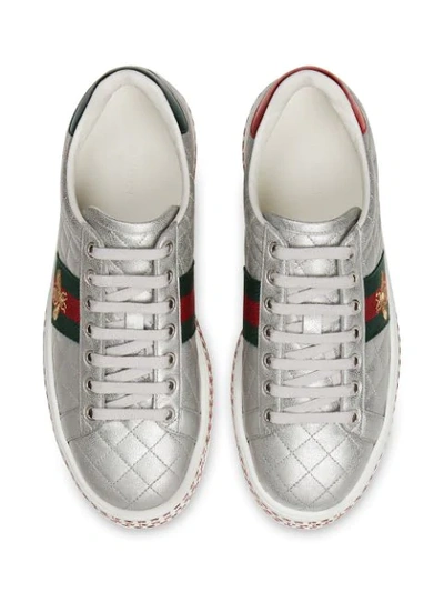 Shop Gucci Ace Sneaker With Crystals In Silver