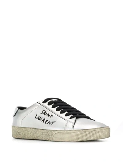 SAINT LAURENT LACE-UP SNEAKERS - 银色