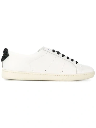 Shop Saint Laurent Contrast Lace-up Sneakers In White