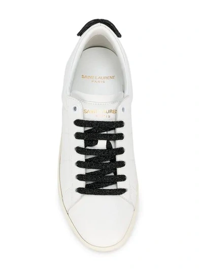 Shop Saint Laurent Contrast Lace-up Sneakers In White