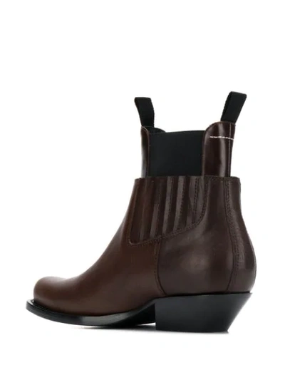 Shop Mm6 Maison Margiela Panelled Ankle Boots In Brown