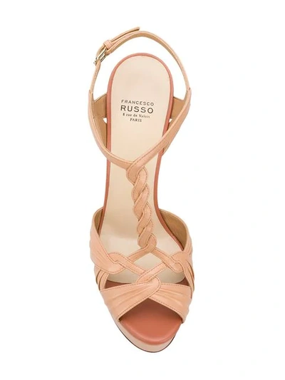 Francesco Russo Strappy T-bar Sandals In Neutrals