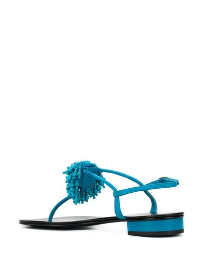 Shop Giuseppe Zanotti Fringed Beading Sandals In Blue