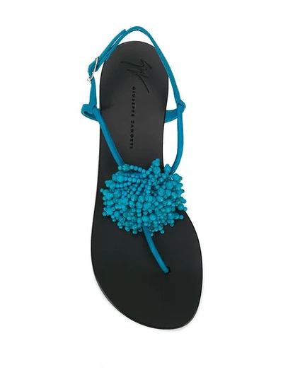 GIUSEPPE ZANOTTI FRINGED BEADING SANDALS - 蓝色