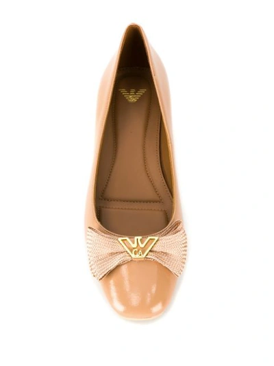 Shop Emporio Armani Bow Ballerina Flats - Pink