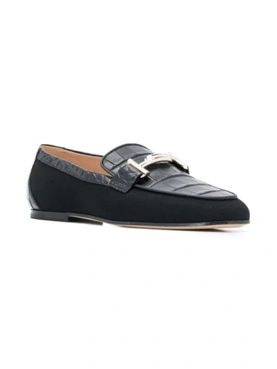 Shop Tod's Flat Appliqué Loafers In Black