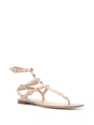 Shop Valentino Garavani Rockstud Sandals In Neutrals