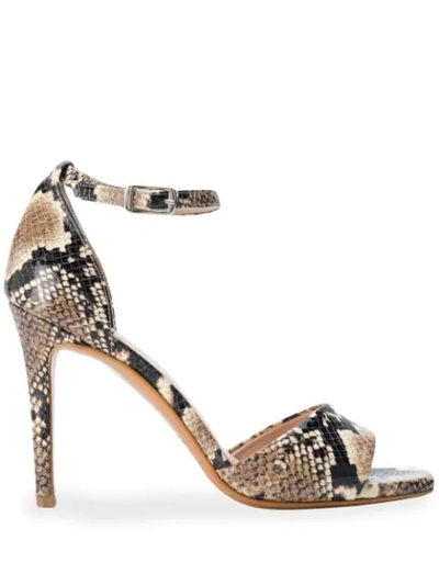 Shop Albano Snakeskin Print Sandals - Neutrals