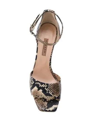 Shop Albano Snakeskin Print Sandals - Neutrals