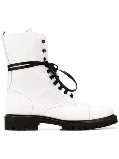 Shop Paris Texas Lace-up Military Boots In White