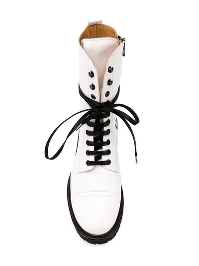 Shop Paris Texas Lace-up Military Boots In White