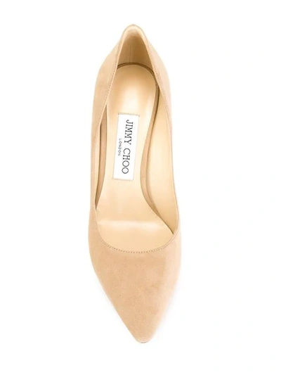 Jimmy Choo Nude Romy 85 Patent Leather Pumps In Neutrals