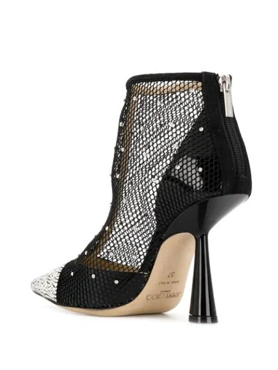 Shop Jimmy Choo Kix 100 Embellished Boots In Black/crystal