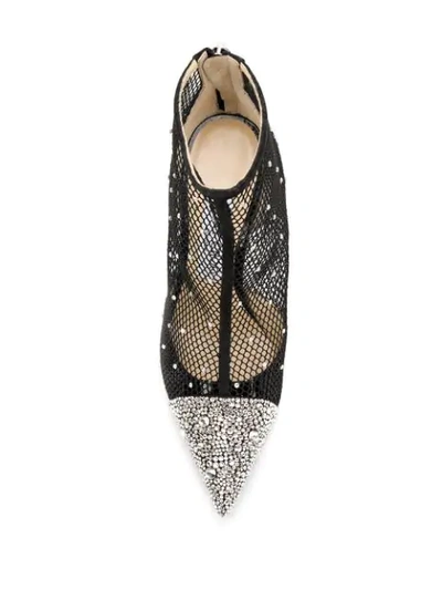 Shop Jimmy Choo Kix 100 Embellished Boots In Black/crystal