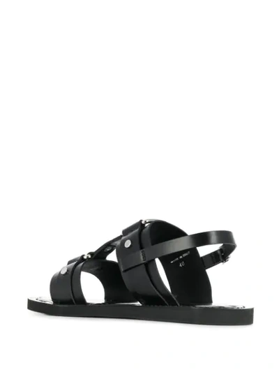 Shop Diesel Black Gold Slingback Sandals In Leather In Black