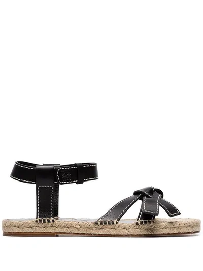 Shop Loewe Black Gate Knotted Leather Sandals