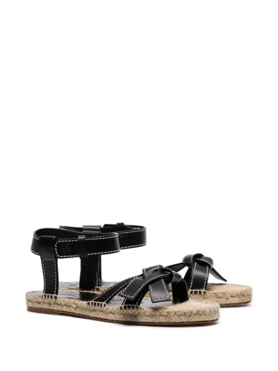 Shop Loewe Black Gate Knotted Leather Sandals