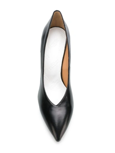 Shop Maison Margiela Flare Heel Pointed Pumps - Black