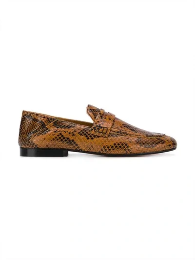 Shop Isabel Marant Fezzy Snakeskin-print Loafers In Brown