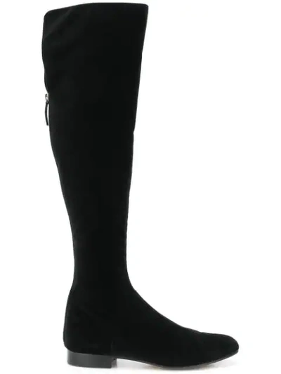 velvet knee high boots