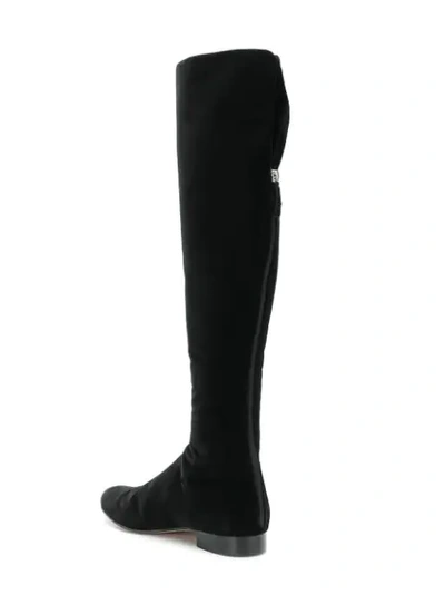 Shop Alberta Ferretti Velvet Knee High Boots In Black