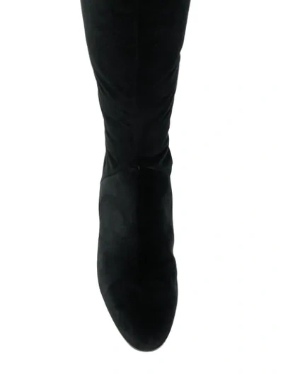 Shop Alberta Ferretti Velvet Knee High Boots In Black