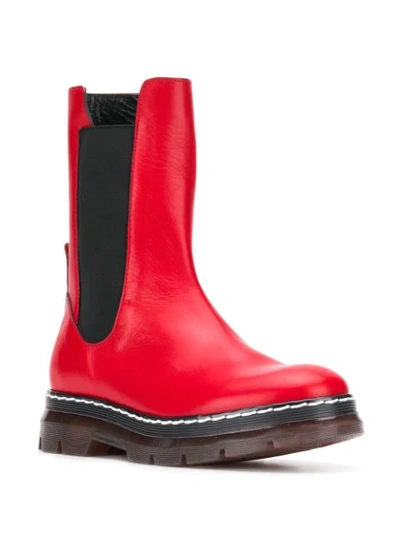 Shop Cedric Charlier Ridged Sole Boots In Red