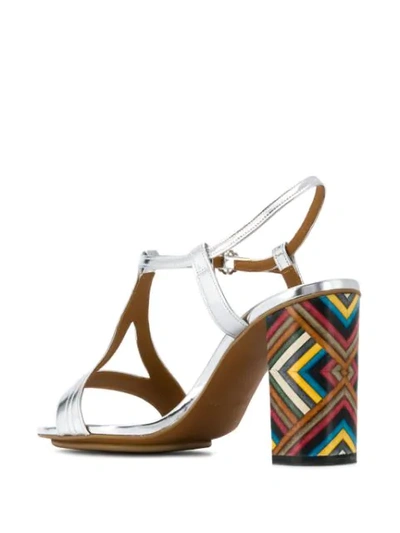 Shop See By Chloé Strappy Sandals With Embellished Heel In Silver