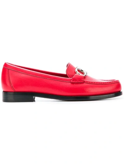 Shop Ferragamo Gancini Loafers In Red