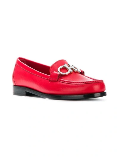 Shop Ferragamo Gancini Loafers In Red