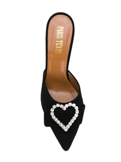 Shop Paris Texas Heart Embellished Pointed Mules - Black