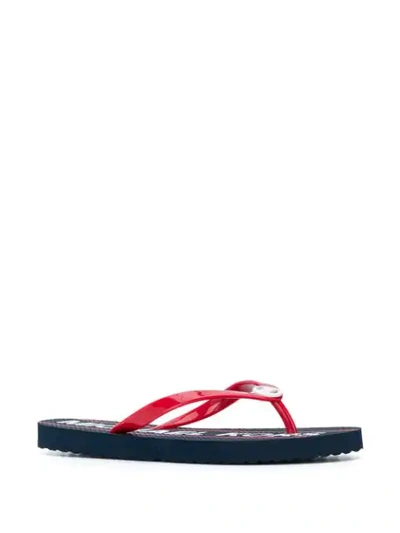 Shop Michael Michael Kors Logo Flat Flip-flops In Blue