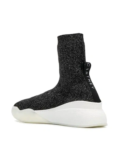 Shop Stella Mccartney Metallic Knit Sock Sneakers In Black