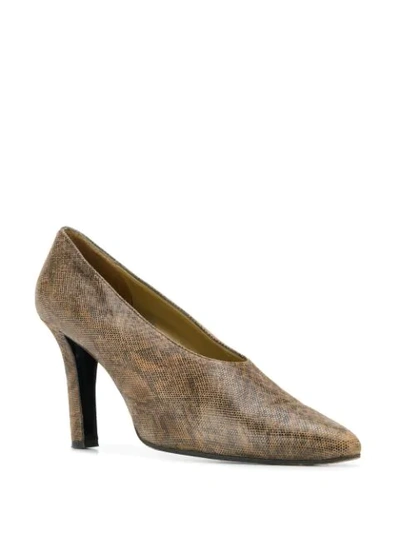 Pre-owned Saint Laurent 2000 Snakeskin-effect Pumps In Brown