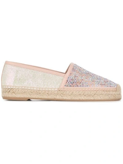 Shop René Caovilla Embellished Espadrilles In Neutrals