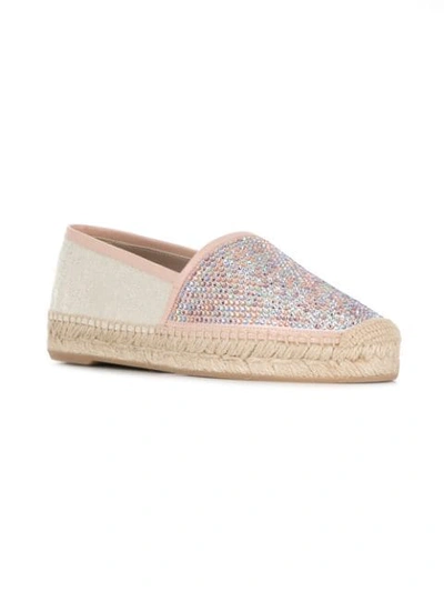 Shop René Caovilla Embellished Espadrilles In Neutrals