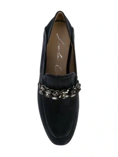 Shop Lola Cruz Chain Detail Loafers - Black