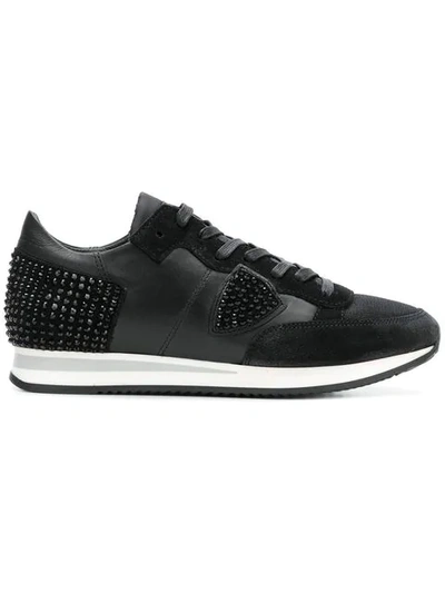 Shop Philippe Model Studded Runner Sneakers In Black